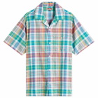 Dubbleware Men's Quincy Madras Vacation Shirt in Green/Pink