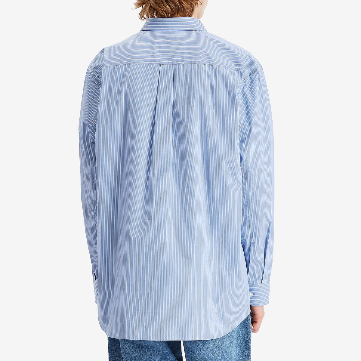 Róhe Men's Stripe Long Sleeve Shirt in Light Blue/White