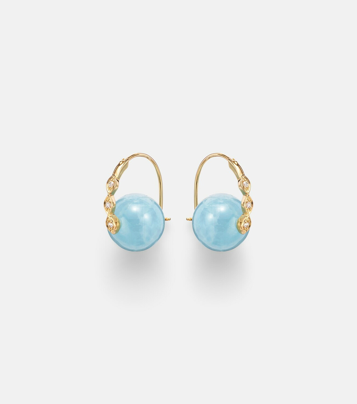 Sydney Evan 14kt gold (585/1000) earrings with diamonds and aquamarines
