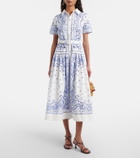Self-Portrait Embroidered paisley cotton midi dress