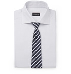 Ermenegildo Zegna - White Cutaway-Collar Checked Cotton Shirt - White