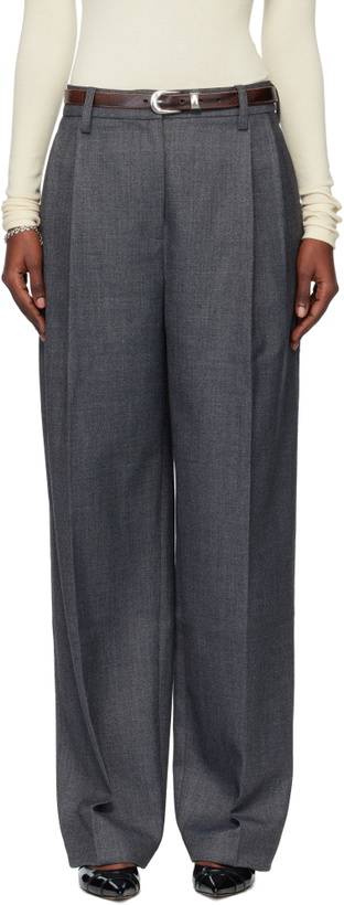 Photo: TONYWACK Gray Pleated Wool Tailored Trousers