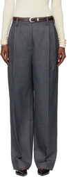 TONYWACK Gray Pleated Wool Tailored Trousers