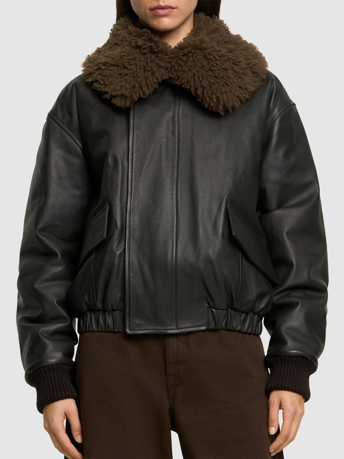 LEMAIRE Leather Bomber Jacket Lemaire