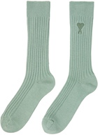 AMI Paris Green Ami de Cœur Socks