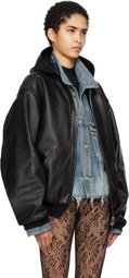 Balenciaga Black Lined Zip-Up Leather Jacket