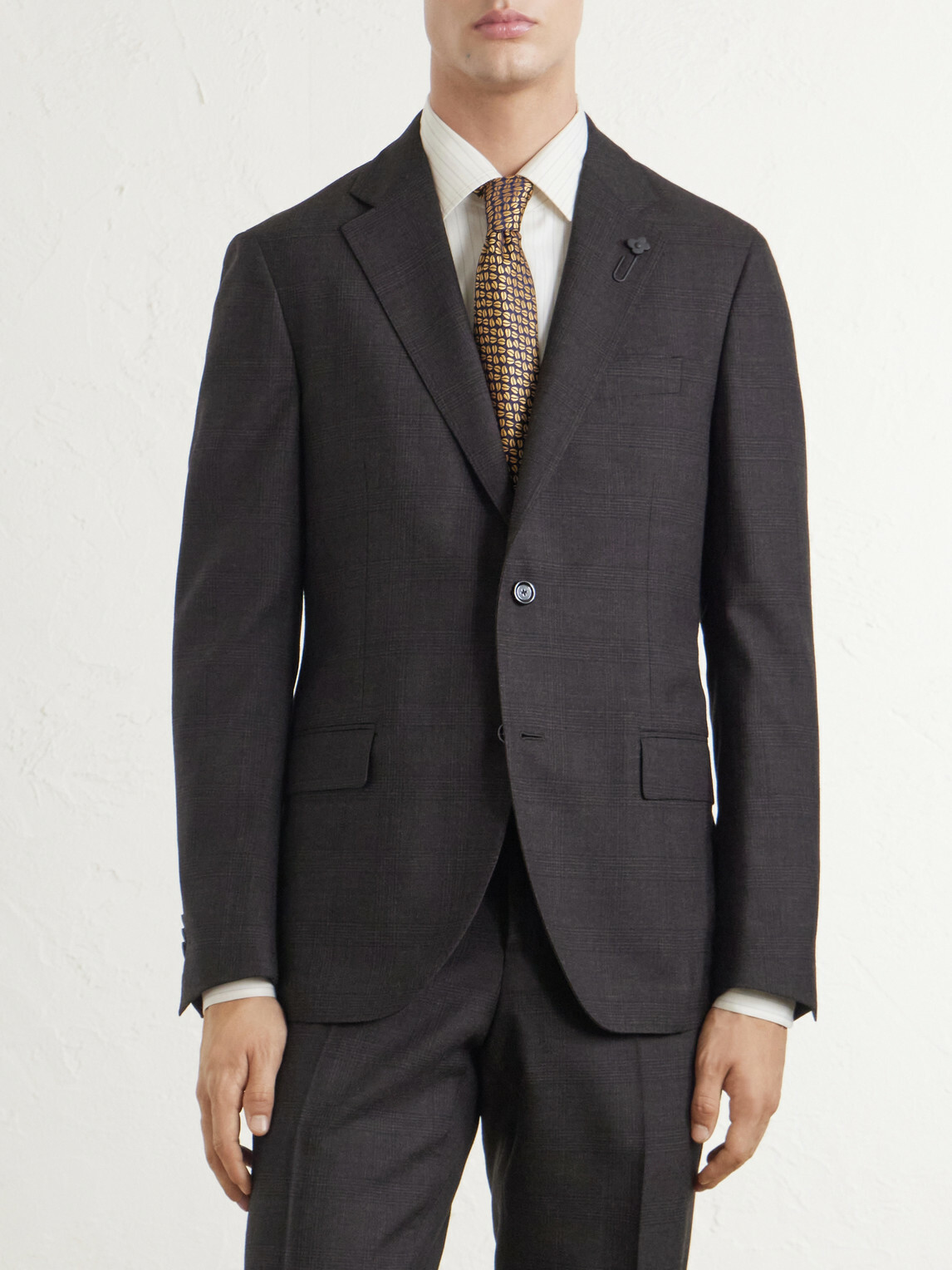 Lardini - Prince of Wales Checked Wool Suit Jacket - Brown