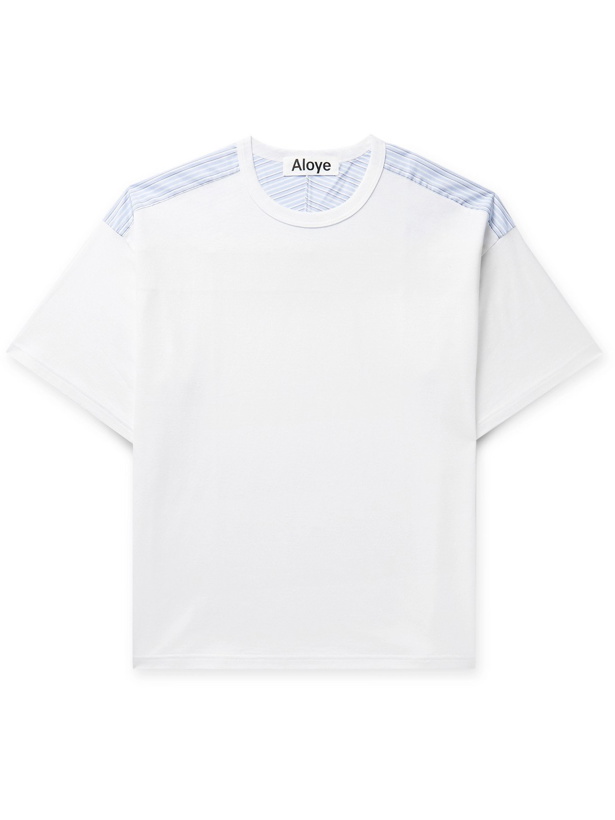 Photo: ALOYE - Poplin-Panelled Cotton-Jersey T-Shirt - White