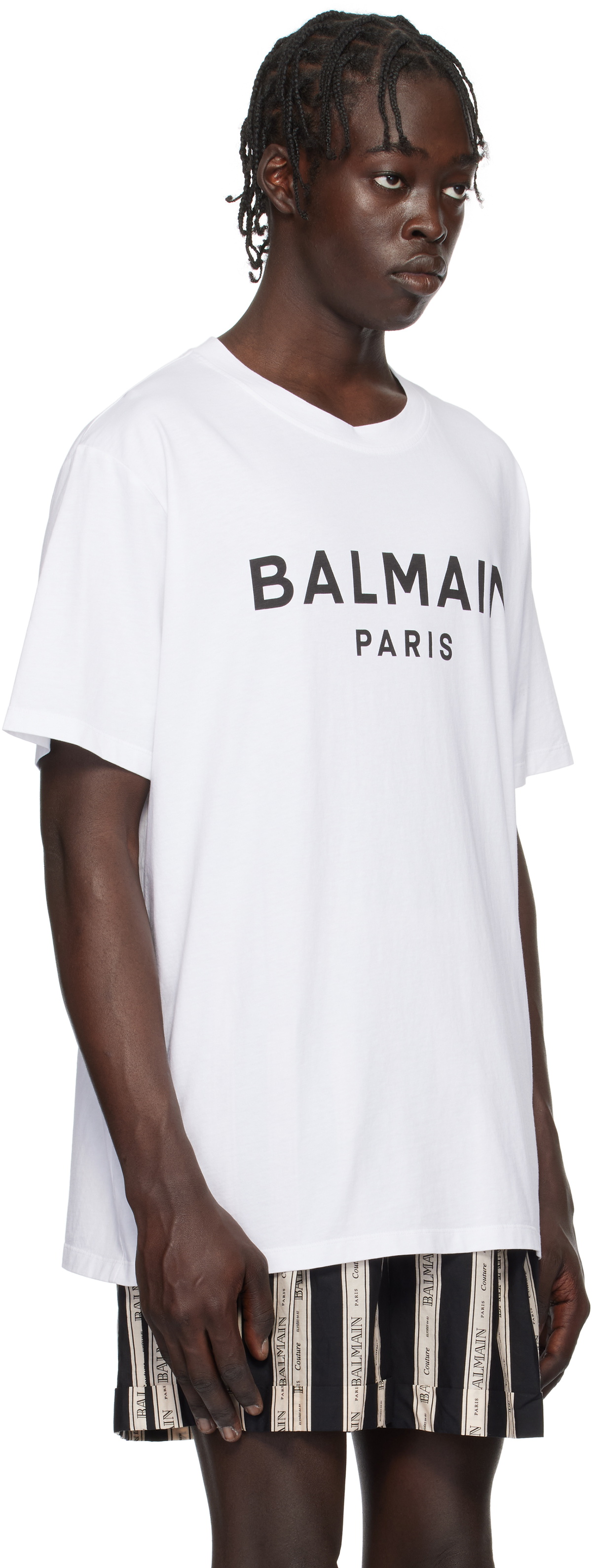 Balmain White 'Balmain Paris' Print T-shirt Balmain