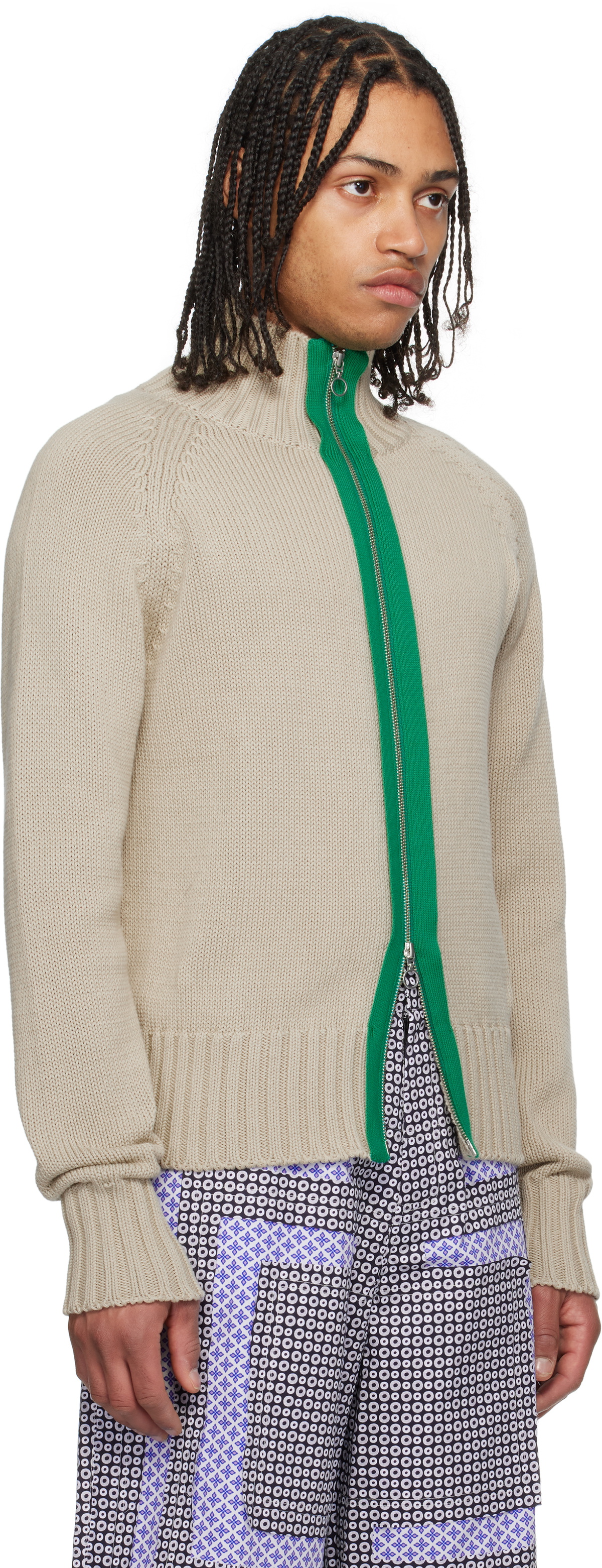 Edward Cuming Beige Chakra Knit Track Jacket