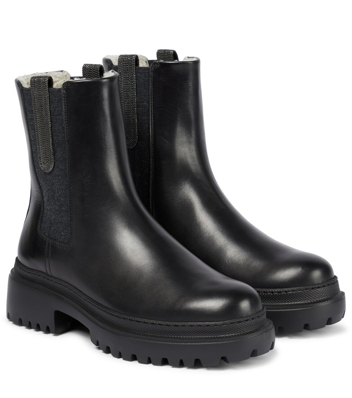 Brunello Cucinelli Shearling-lined leather Chelsea boots Brunello Cucinelli