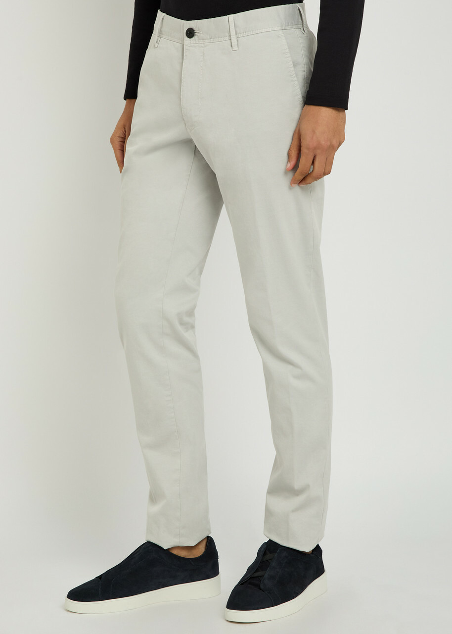 Slowear Slim-leg Stretch-cotton Trousers Light Grey