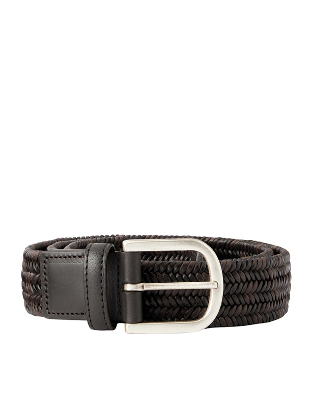 Photo: Canali - 3.5cm Weaved Bonded Leather Belt - Brown