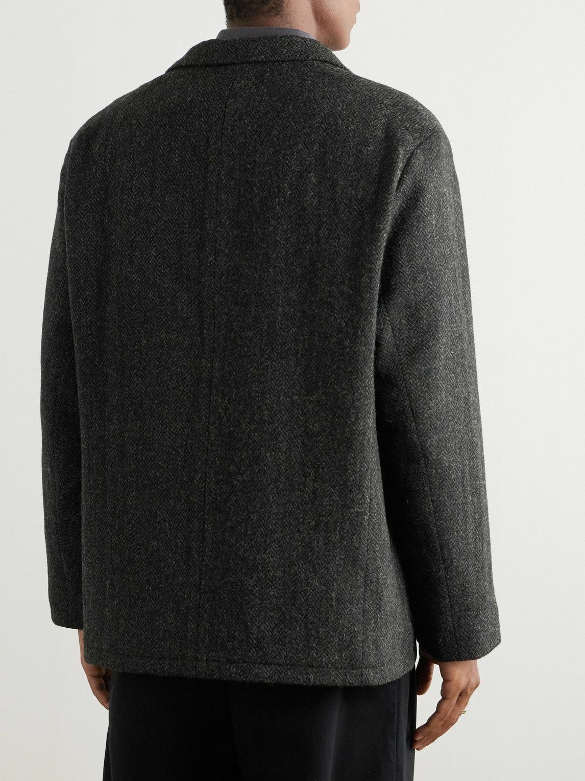OrSlow - Herringbone Wool Harris Tweed Blazer - Black