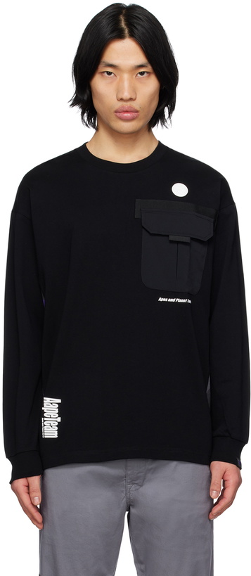 Photo: AAPE by A Bathing Ape Black Moonface Long Sleeve T-Shirt