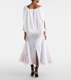 Jacquemus Mireio tulle-trimmed cotton poplin midi skirt