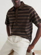 Oliver Spencer - Stanfield Striped Organic Cotton Polo Shirt - Brown