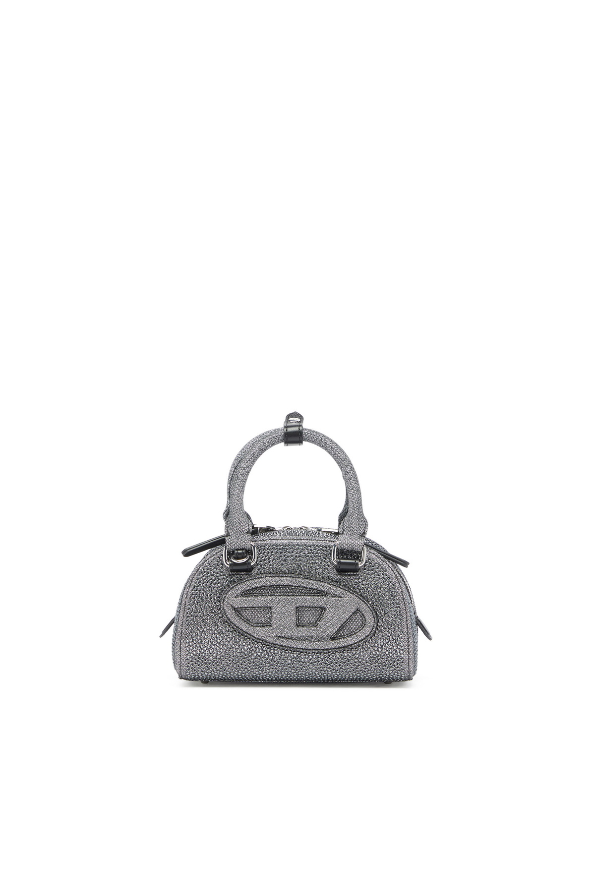 Diesel 1DR Dome - Small bowling bag in crystal Lurex - Crossbody Bags Womens in Black