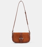 Alexander McQueen T-Bar Small suede shoulder bag