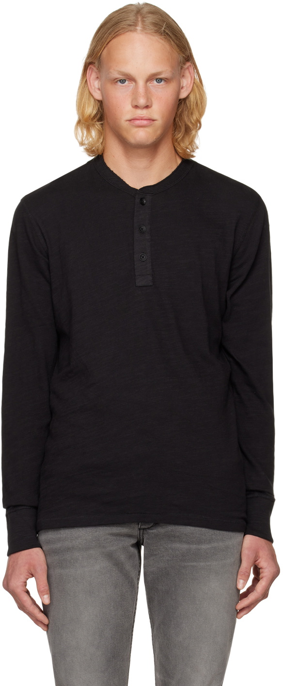 rag & bone Black Classic Flame Henley Rag and Bone