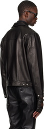 Ernest W. Baker Black Diamond Spread Collar Leather Jacket