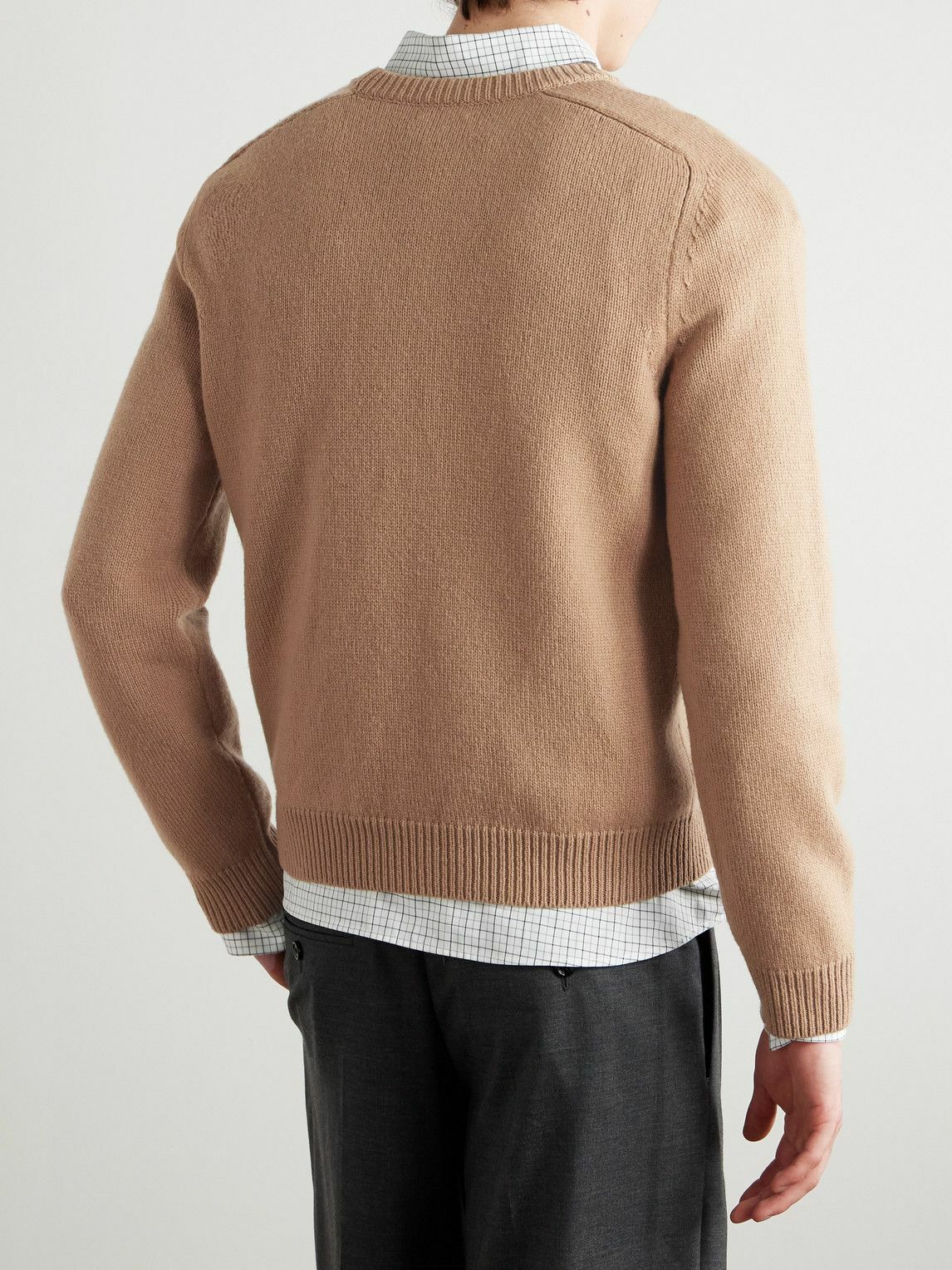 CELINE - Logo-Embroidered Wool and Cashmere-Blend Sweater - Brown