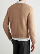 CELINE - Logo-Embroidered Wool and Cashmere-Blend Sweater - Brown