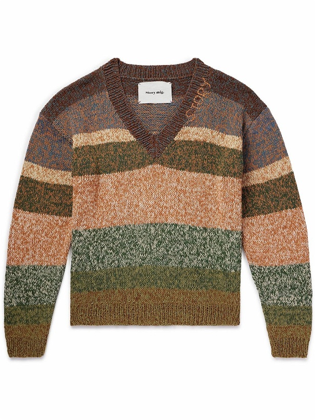 Photo: Story Mfg. - Keeping Striped Organic Cotton Sweater - Brown
