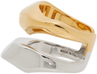 Alexander McQueen Silver & Gold Molt Stacked Ring