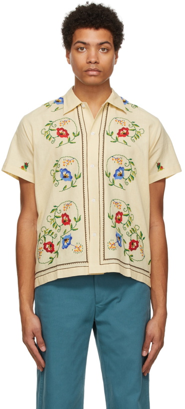 Photo: Bode Off-White Embroidered Morning Glory Shirt