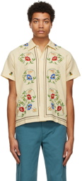 Bode Off-White Embroidered Morning Glory Shirt