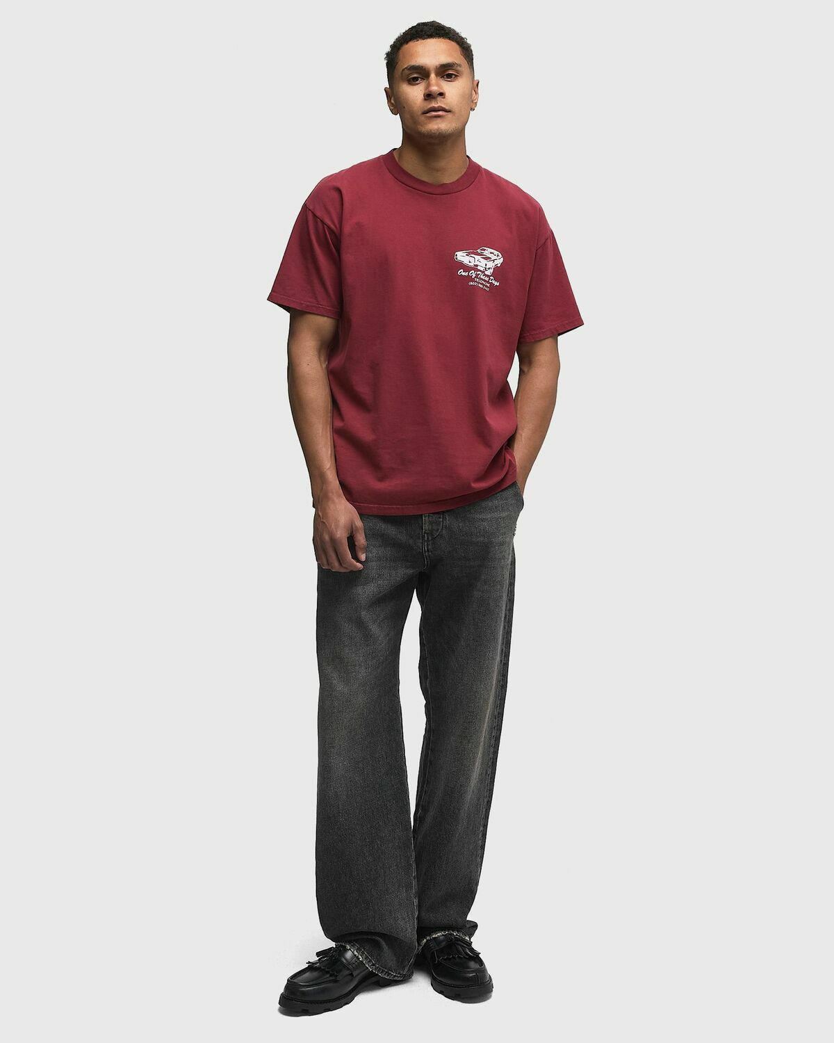 One of these Days TIRE SERVICE TSHIRT Red Mens Shortsleefe