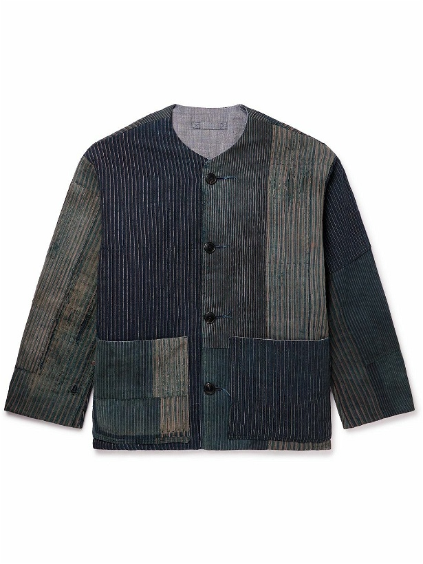 Photo: Applied Art Forms - CU1-1 Padded Patchwork Striped Cotton-Gabardine Jacket