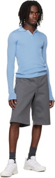 Rier Blue Fine Rib Knit Polo