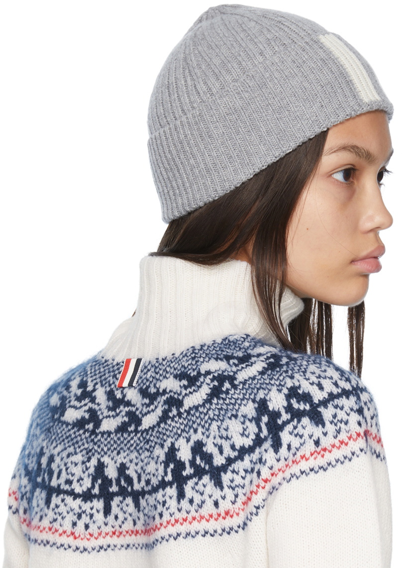 Thom Browne Gray Cashmere 4-Bar Beanie