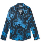 Desmond & Dempsey - Camp-Collar Printed Cotton Pyjama Shirt - Blue