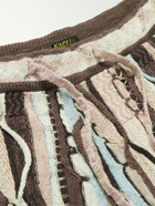 KAPITAL - Tapered Jacquard-Knit Cotton Drawstring Trousers - Brown
