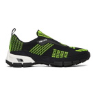 Prada Black and Green Crossection Slip-On Sneakers
