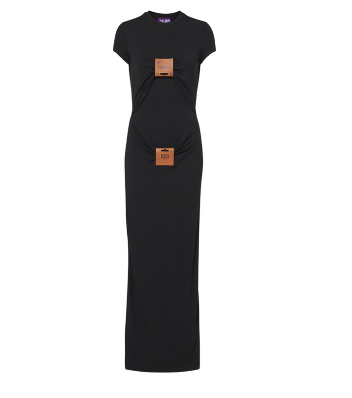Photo: Jean Paul Gaultier Leather-trimmed jersey maxi dress