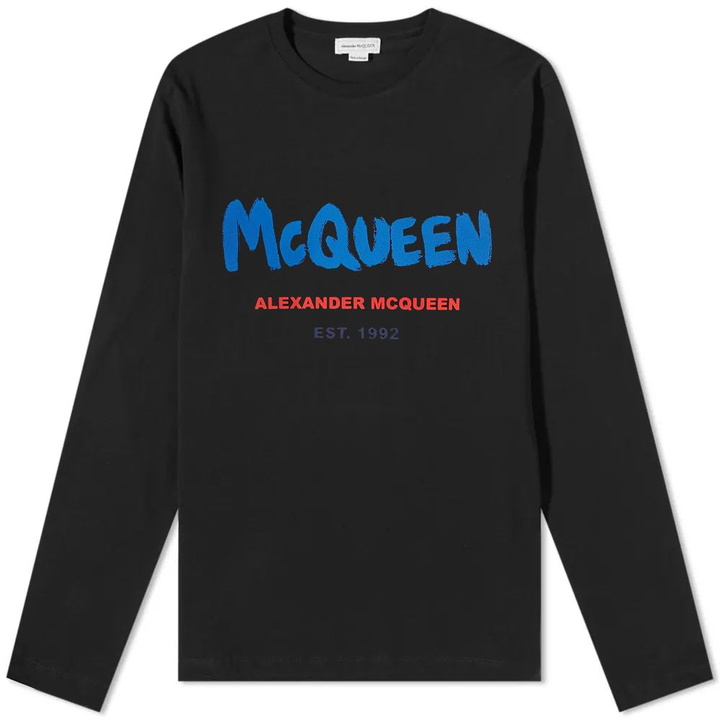 Photo: Alexander McQueen Long Sleeve Grafitti Print Logo Tee