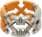 Off-White Silver & Orange Bicolor Arrows Ring