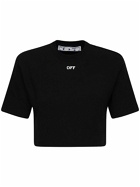 OFF-WHITE Cropped Logo Printed Cotton T-shirt