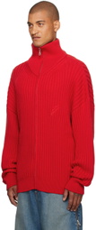 LU'U DAN Red Slacker Rib Sweater
