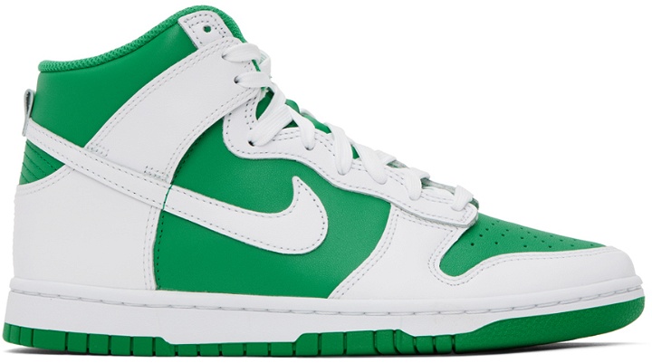 Photo: Nike Green & White Dunk High Retro Sneakers