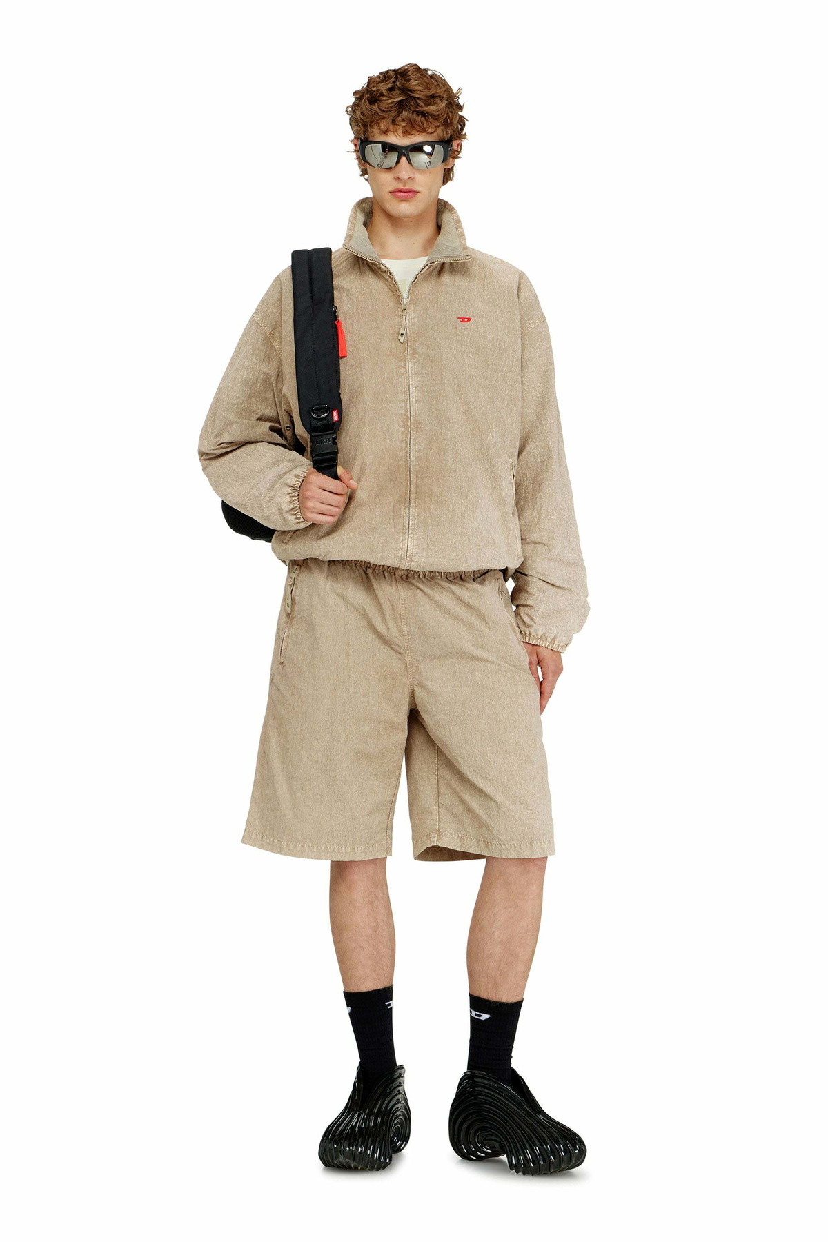 Diesel Treated taslan jacket with treated finish - Jackets Mens in Beige