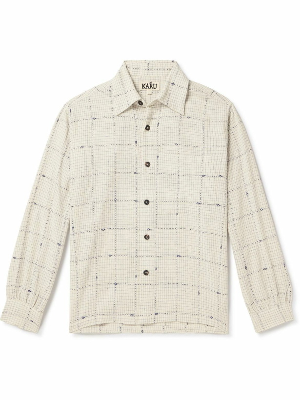 Photo: Karu Research - Embroidered Checked Cotton Shirt - White