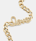 Sydney Evan Love Script 14kt gold necklace with diamonds