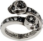 McQueen Silver Wrap-Around Skull Ring
