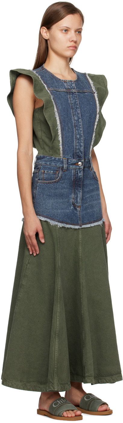 Chlo Green & Blue Paneled Maxi Dress Chloe Chlo Green & Blue Paneled Maxi Dress Chloe
