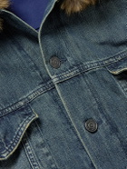Balenciaga - Plush-Trimmed Hooded Denim Jacket - Blue